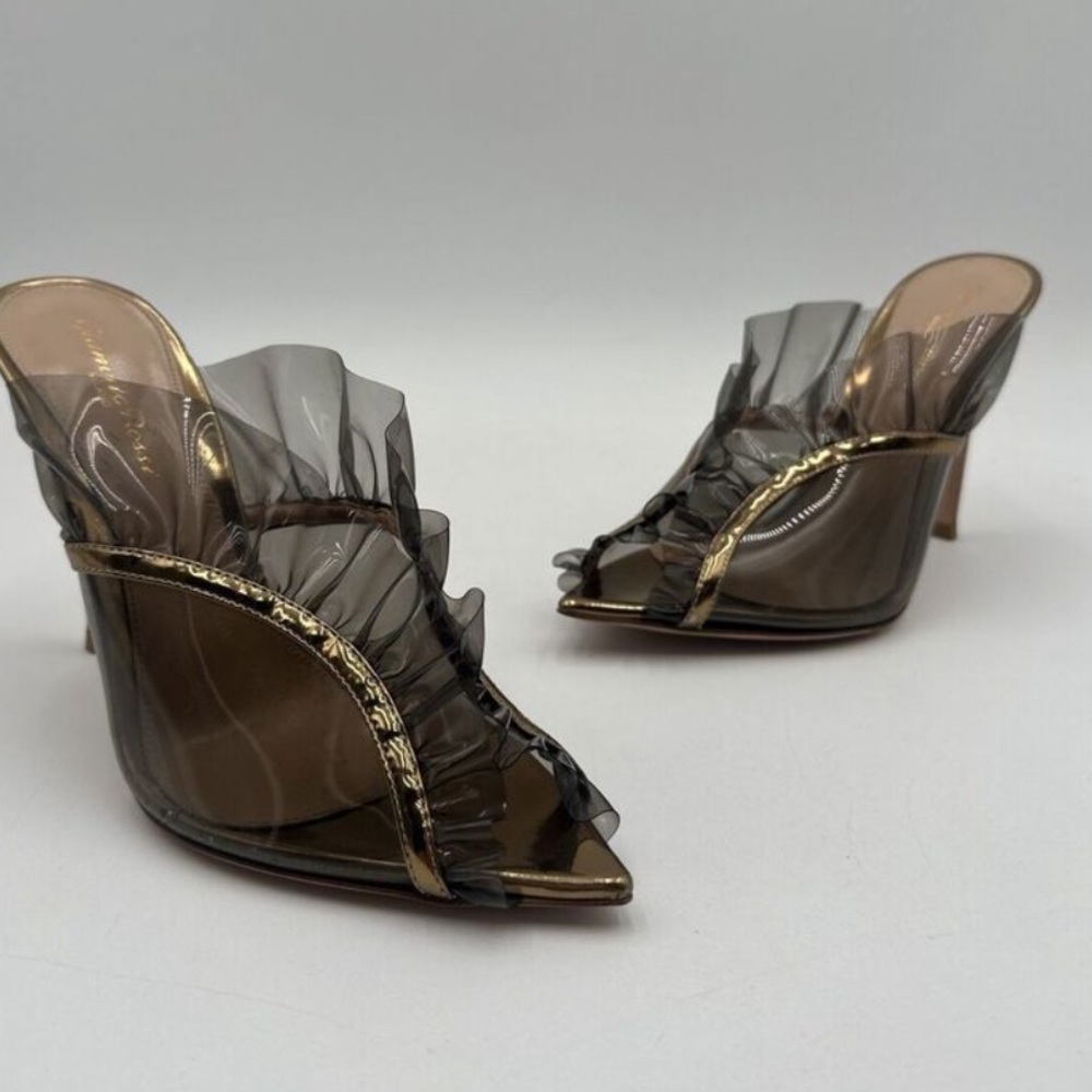 Gianvito Rossi Shoes | Gianvito Rossi Ofelia Ruffled Tulle Mules See-Through